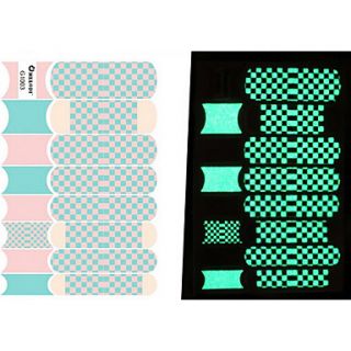 16PCS 3D Nail Art Stickers Noctilucent Series Grids Pattern
