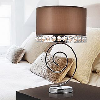 Modern Wrought Iron Table Lamp K9 Crystal Crown Shade