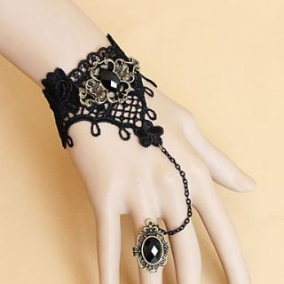 Gothic Style Black Rhinestone Ring Bracelet