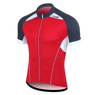 SANTIC Mens Cycling Road Bike 100% Polyester Fiber T Shirt(Red)