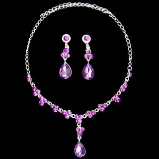 Beautiful Alloy Silver Plated With Rhinestone Necklace Earrings Jewelry Set(More Colors)