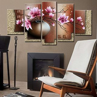 Country Style Lotus Wall Clock In Canva 5pcs