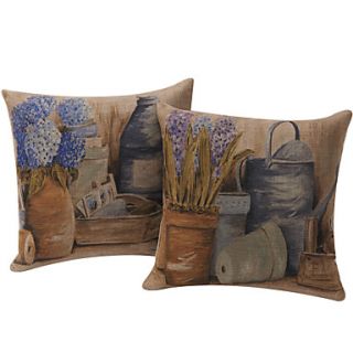 Set of 2 Painting Garden Tools Cotton/Linen Decorative Pillow Cover