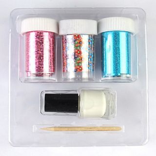 3PCS Laser Foil Nail Decorations Starry Stickers with Glue Stick(Random Color Stickers)