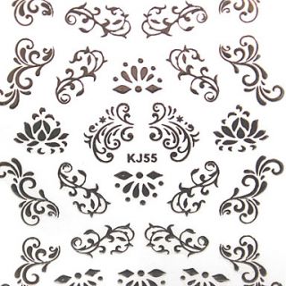 3PCS Mixed Pattern Silver Metal Nail Art Stickers KJ Sery No.3