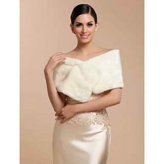Elegant Faux Fur With Pin Bride Wedding /Evening Shawl/Wrap