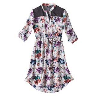 Mossimo Womens 3/4 Sleeve Shirt Dress   Floral Print L