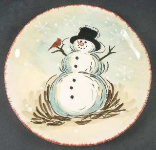 Maxcera Corp Snowfellas Salad Plate, Fine China Dinnerware   Snowmen,Pinecones,R
