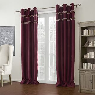 (One Pair) Burgundy Solid Modern Room Darkening Curtain