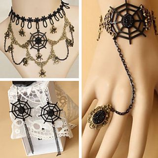 Handmade Spider Web Shape Black Lace Classic Lolita Accessories Set