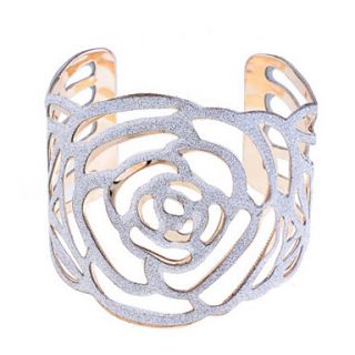 Fashion Alloy Hollow Out Glitter Rose Cuff Bracelet(More Colors)