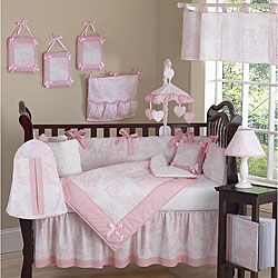 Pink Toile 9 piece Crib Bedding Set