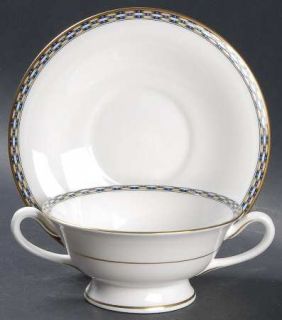 Royal Worcester Francesca Footed Cream Soup Bowl & Saucer Set, Fine China Dinner