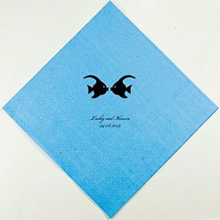Personalized Wedding Napkins Kissing Fish(More Colors) Set of 100
