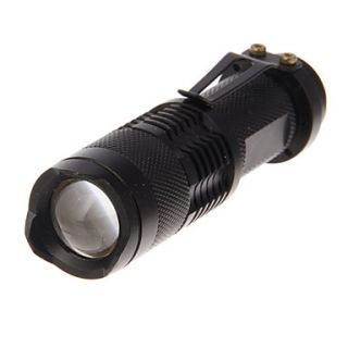 3 Mode Cree XP E Q5 LED Zoom Flashlight with Clip (240LM, 1xAA, Black)