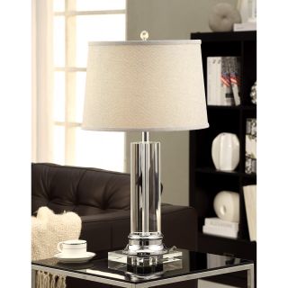 Crystal Column Table Lamp With Grey Shade