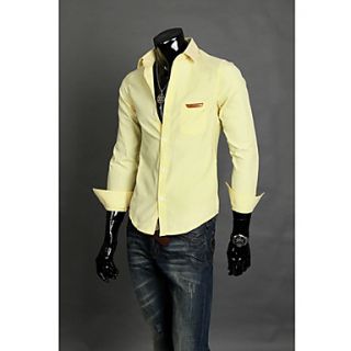 MenS Long Sleeved Shirt Pocket Tin Decorative Fashion MenS Shirts 5 Colors M   Xxl