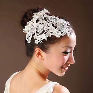 Lace Flowers with Imitation Pearl Wedding Headpieces