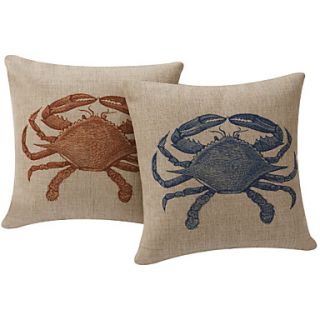 Set of 2 Martial Crab Animal Cotton/Linen Decorative Pillow Cover