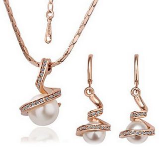 Fashion Golden Imitation Pearl (Includes Pendant NecklaceDrop Earrings)Jewelry Set(Coppery)