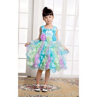 Colorful Sleeveless Tulle And Satin Wedding/Evening Flower Girl Dress