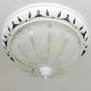 Umbrella Design Flush Mount, 2 Light, Classical White Painting Glass