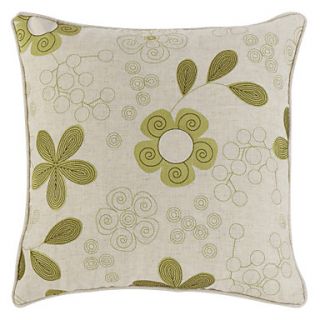 18 Square Country Linen Embroidered Floret Decorative Pillow Cover