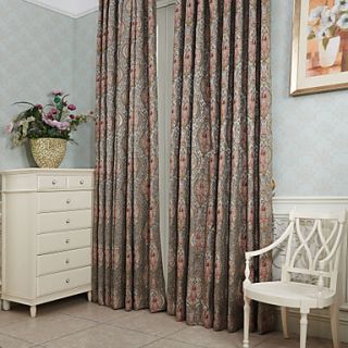 (One Pair) Luxuriant Beautiful Country Floral Energy Saving Curtain