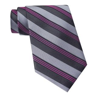 CLAIBORNE Highway Stripe Tie, Black, Mens