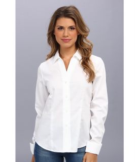 Jones New York Long Sleeve Button Up Shirt Womens Long Sleeve Button Up (White)