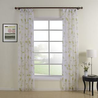 (One Pair Double Pleated Top) Elegant Print Floral Sheer Curtain