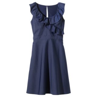 TEVOLIO Womens Plus Size Taffeta V Neck Ruffle Dress   Academy Blue   20W