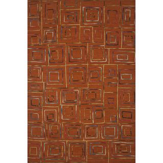 Hand tufted Echo Rust Wool Rug (76 X 96)