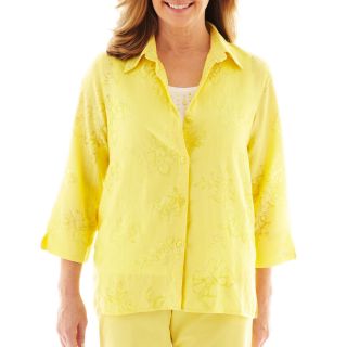 Alfred Dunner Fresh Picked Solid Burnout Layered Top, Lemon