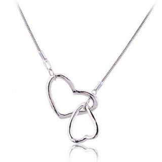Silver Plated Double Heart Pendant Necklace
