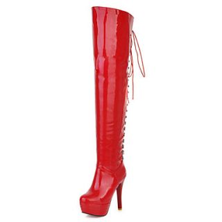 Patent Leather Stiletto Heel Platform Over The Knee Boots(More Colors)