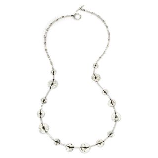 Aris by Treska Silver Tone Scalloped Bead Necklace, White