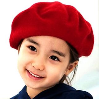 Girls Wool Solid Color Beret Hat