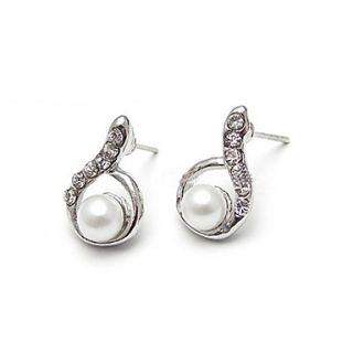 Elegant Alloy With Rhinestone Pearl Stud Earrings