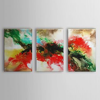 Hand Painted Oil Painting Abstract Flowing Colors with Stretched Frame Set of 3 1310 AB1227