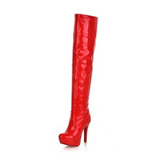 Patent Leather Stiletto Heel Platform Over The Knee Boots With Zipper (More Colors)