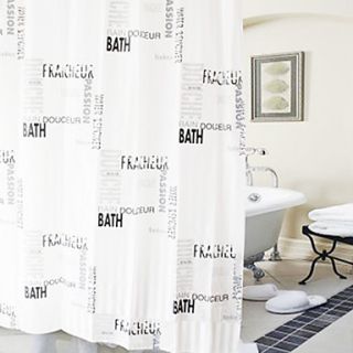 Shower Curtain Black Letter Print Thick Fabric Water proof W71 x L71