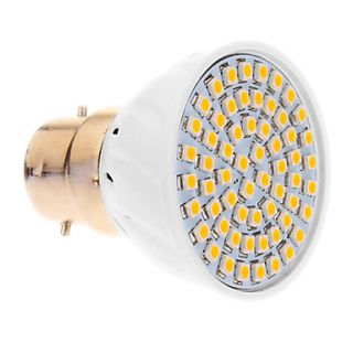 B22 5W 60x3528SMD 420LM 2500 3500K Warm White Light LED Spot Bulb (220 240V)