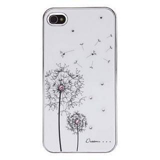 Fashion Crystal Diamond Look Dandelion Flower Hard Case with Electroplated Frame for iPhone 4/4S