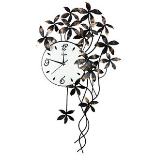 27.5H Floral Style Metal Wall Clock