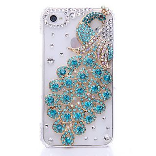 Peafowl Pattern Metal Jewelry Back Case for iPhone 4/4S