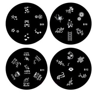 4PCS Nail Art Stamp Stamping Image Template Plate B Series(NO.9 12)