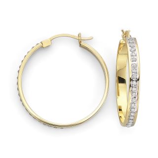 Diamond Fascination 18K Gold Plated Round Hoops 29mm, Womens
