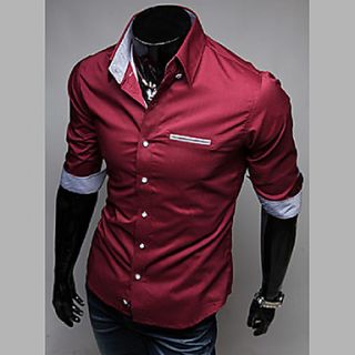 Mens Stand Collar Fashion Long Sleeve Shirt