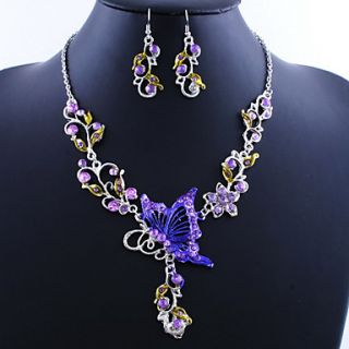Amazing Butterfly Alloy with Acrylic Necklace,Earrings Jewelry Set(More Colors)